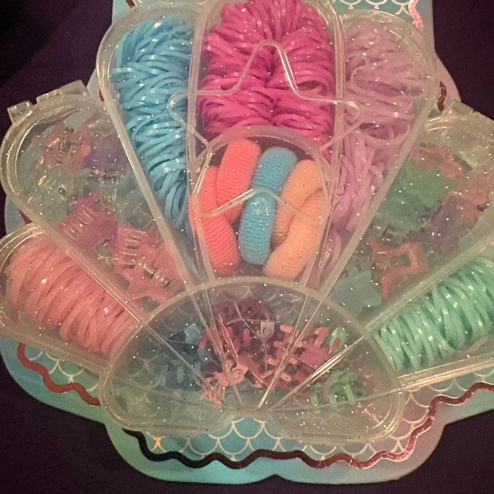 Colorful Hair Elastics & Claw Clips Set